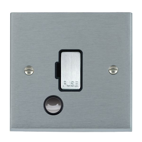 Cheriton Victorian Satin Chrome 1 gang 13A Fuse and Cable Outlet Satin Chrome/Black