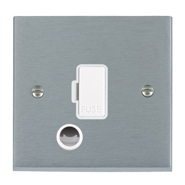 Cheriton Victorian Satin Chrome 1 gang 13A Fuse and Cable Outlet White/White