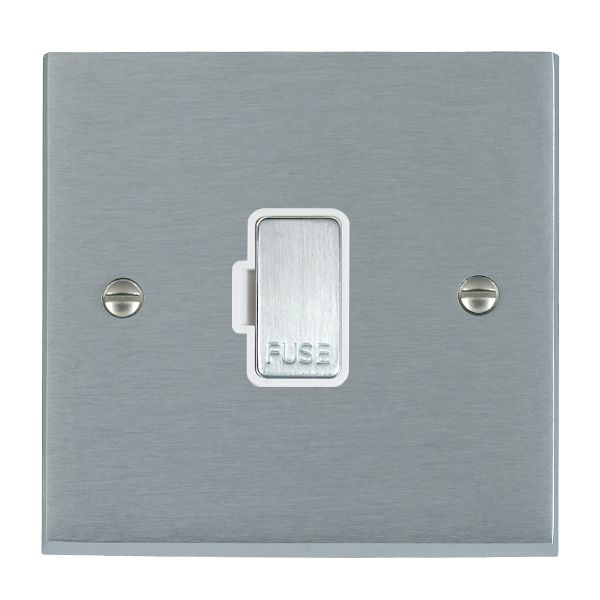 Cheriton Victorian Satin Chrome 1 gang 13A Fuse Only Satin Chrome/White