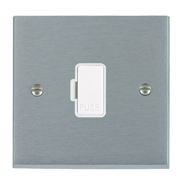 Cheriton Victorian Satin Chrome 1 gang 13A Fuse Only White/White