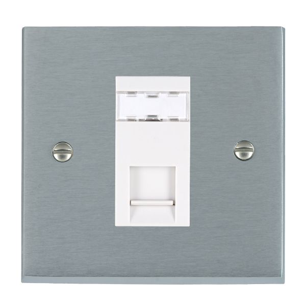 Cheriton Victorian Satin Chrome 1 gang RJ45 CAT 5E Outlet – Unshielded White