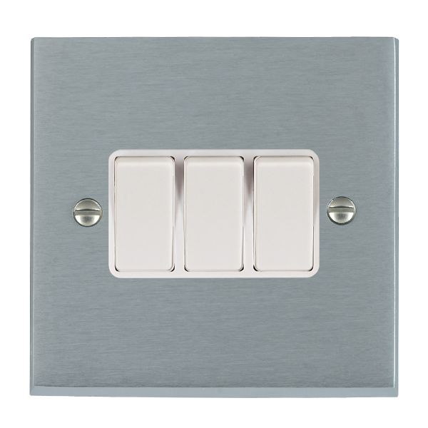 Cheriton Victorian Satin Chrome 3 gang 10AX 2 Way Rocker White/White