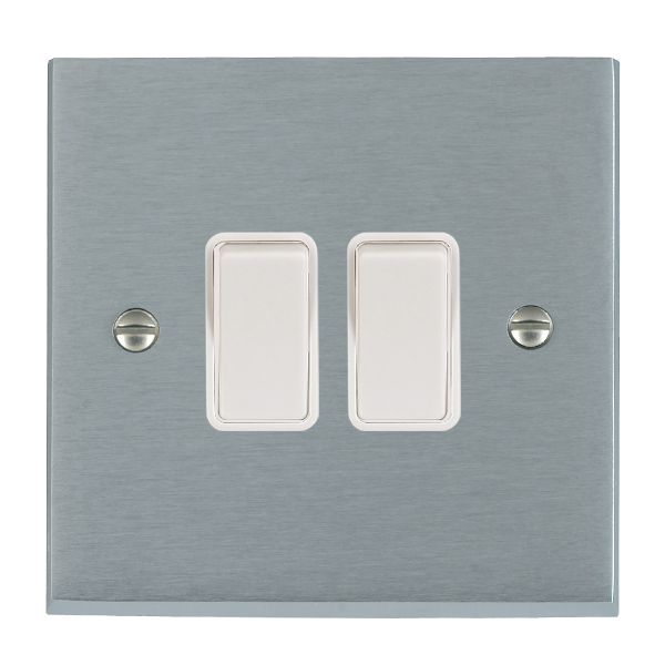 Cheriton Victorian Satin Chrome 2 gang 10AX Intermediate Rocker White/White