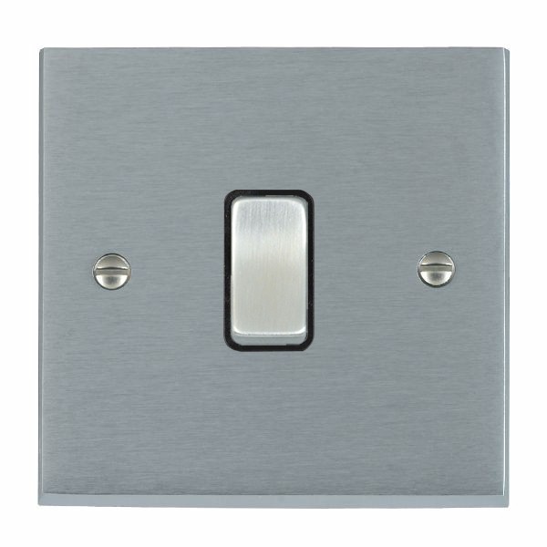 Cheriton Victorian Satin Chrome 1 gang 10AX Push To Make Retractive Rocker Satin Chrome/Black