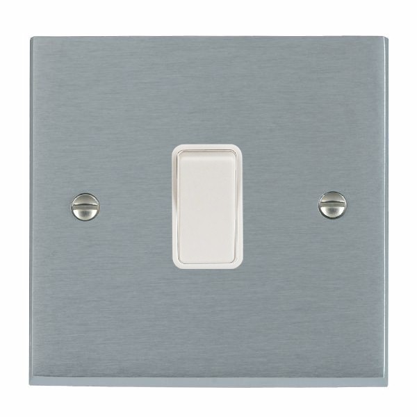 Cheriton Victorian Satin Chrome 1 gang 10AX Push To Make Retractive Rocker White/White