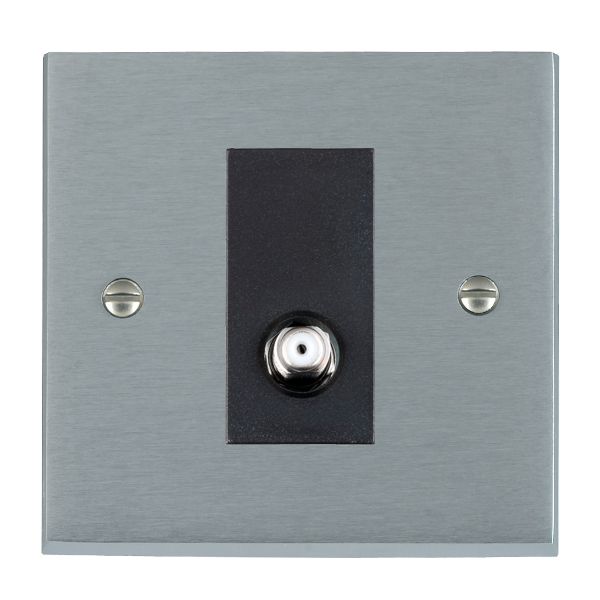 Cheriton Victorian Satin Chrome 1 gang Non-Isolated Satellite Black