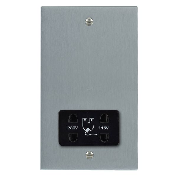 Cheriton Victorian Satin Chrome Shaver Dual Voltage Unswitched Socket (Vertically Mounted) Black