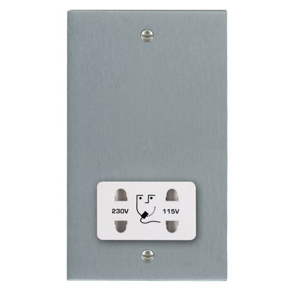 Cheriton Victorian Satin Chrome Shaver Dual Voltage Unswitched Socket (Vertically Mounted) White