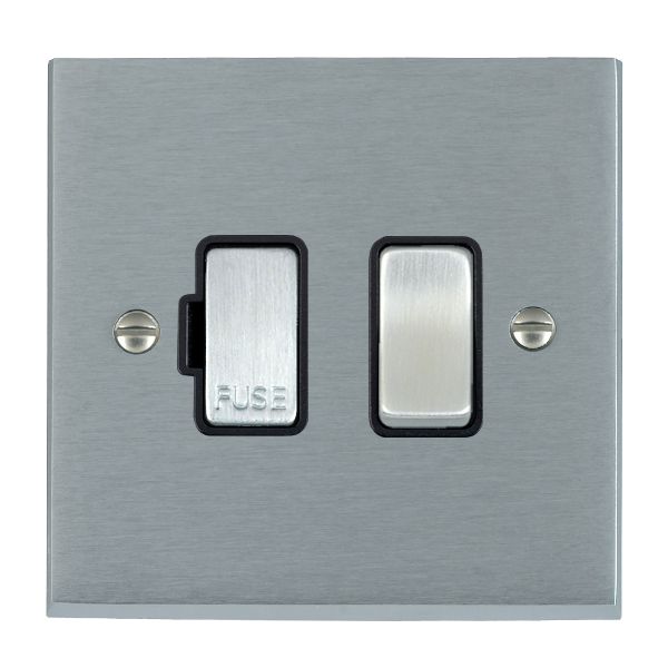 Cheriton Victorian Satin Chrome 1 gang 13A Double Pole Fused Spur Satin Chrome/Black