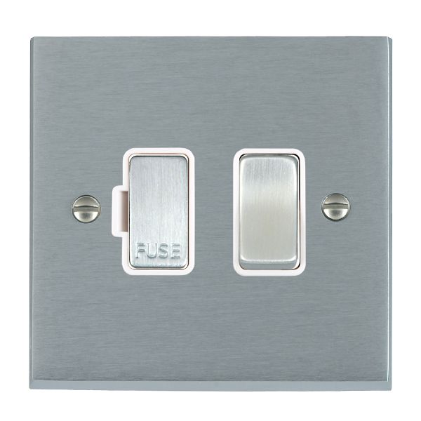 Cheriton Victorian Satin Chrome 1 gang 13A Double Pole Fused Spur Satin Chrome/White