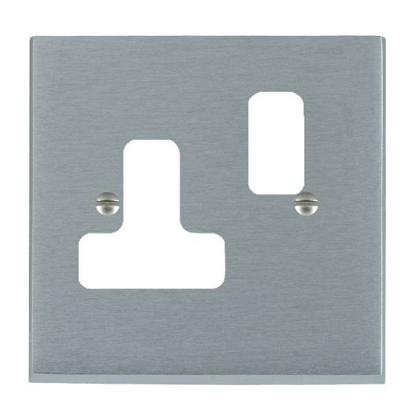 Cheriton Victorian Grid-IT Satin Chrome 1 gang 13A Switched Socket Grid Fix Aperture Plate