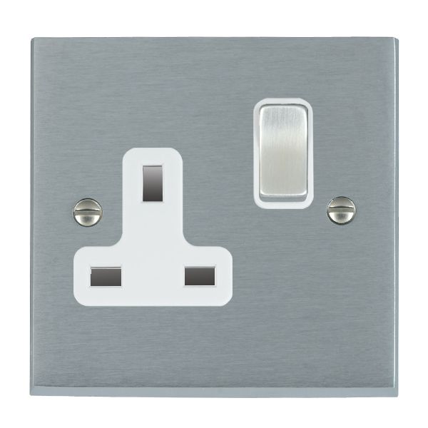 Cheriton Victorian Satin Chrome 1 gang 13A Double Pole Switched Socket Satin Chrome/White