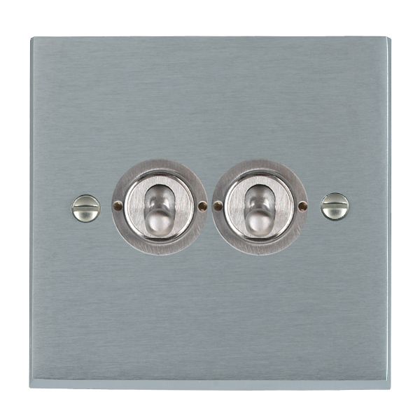 Cheriton Victorian Satin Chrome 2 gang 20AX 2 Way Toggle Satin Chrome