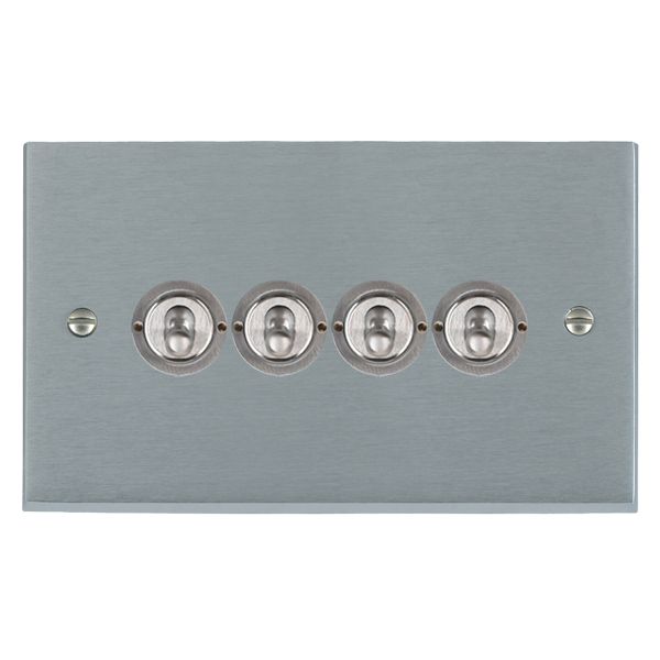 Cheriton Victorian Satin Chrome 4 gang 20AX 2 Way Toggle Satin Chrome