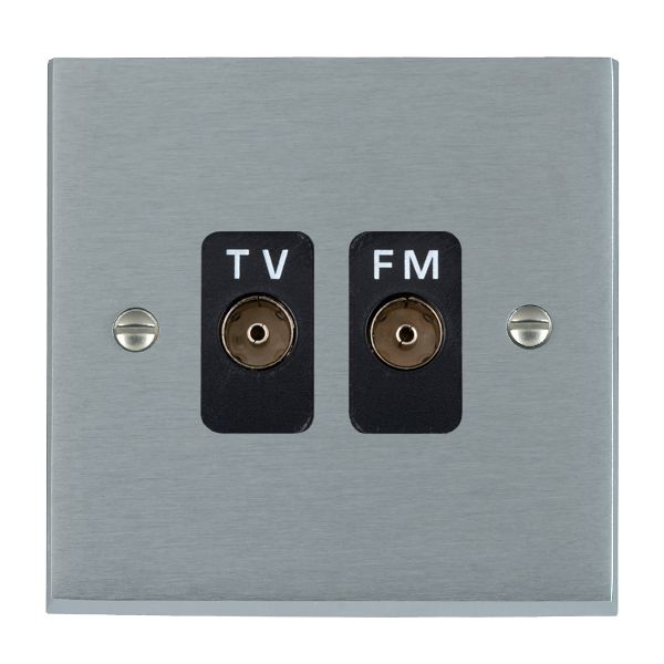 Cheriton Victorian Satin Chrome Isolated TV/FM Diplexer 1in/2out Black