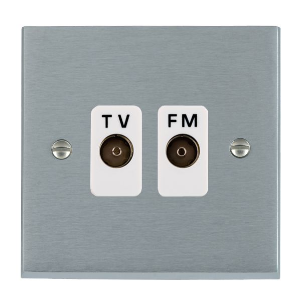 Cheriton Victorian Satin Chrome Isolated TV/FM Diplexer 1in/2out White
