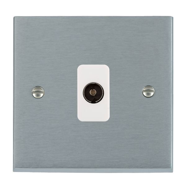 Cheriton Victorian Satin Chrome 1 gang Isolated TV 1in/1out White