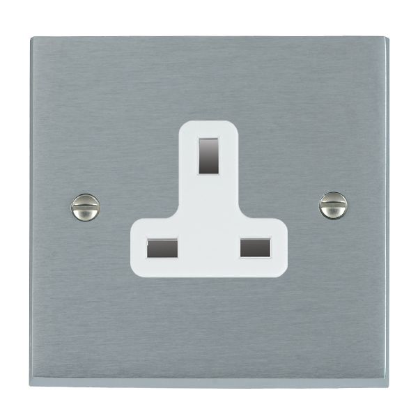 Cheriton Victorian Satin Chrome 1 gang 13A Unswitched Socket White