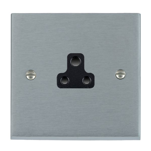 Cheriton Victorian Satin Chrome 1 gang 2A Unswitched Socket Black