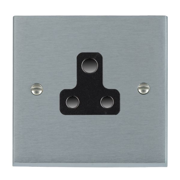 Cheriton Victorian Satin Chrome 1 gang 5A Unswitched Socket Black