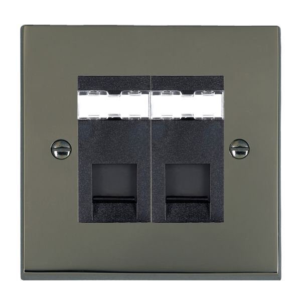Cheriton Victorian Black Nickel 2 gang RJ12 Outlet – Unshielded Black