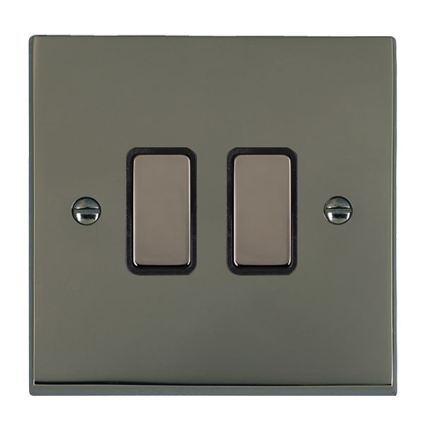 Cheriton Victorian Black Nickel 2x250W/210VA Resistive/Inductive Trailing Edge Touch Master Multi-Way Dimmers Black Nickel/Black