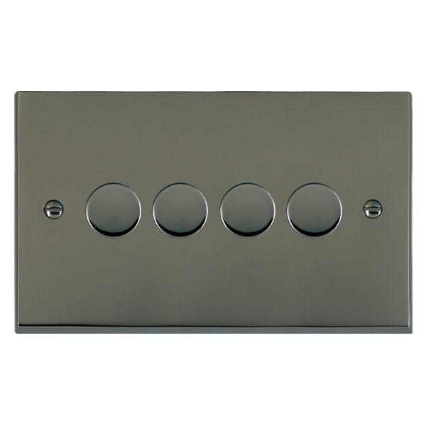 Cheriton Victorian Black Nickel 4 gang 100W LED 2 Way Push On/Off Rotary Dimmer Black Nickel