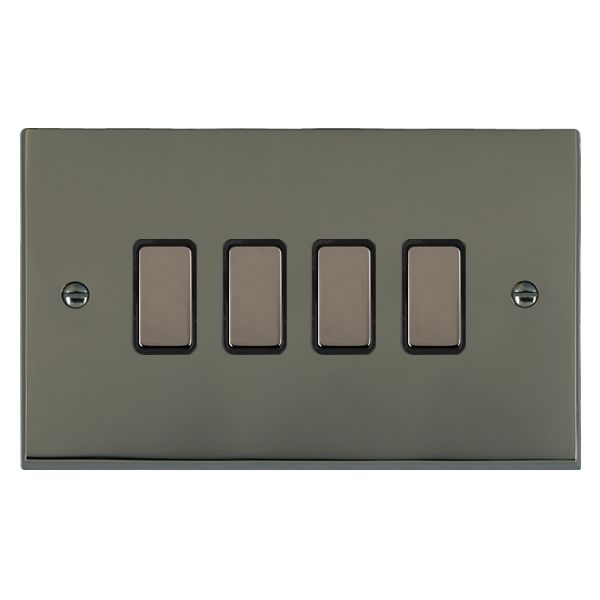 Cheriton Victorian Black Nickel 4x250W/210VA Resistive/Inductive Trailing Edge Touch Master Multi-Way Dimmers Black Nickel/Black