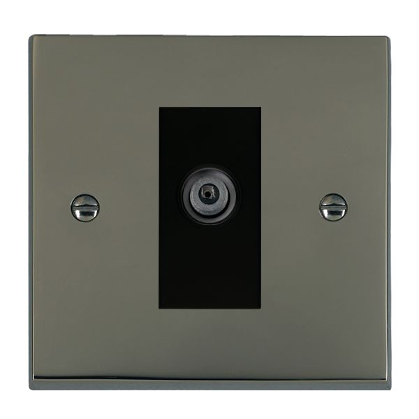 Cheriton Victorian Black Nickel 1 gang Non-Isolated Digital Satellite (DAB Compatible) Black