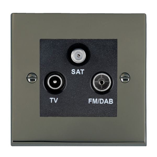 Cheriton Victorian Black Nickel Non-Isolated TV+FM+SAT Triplexer 1in/3out (DAB Compatible) Black