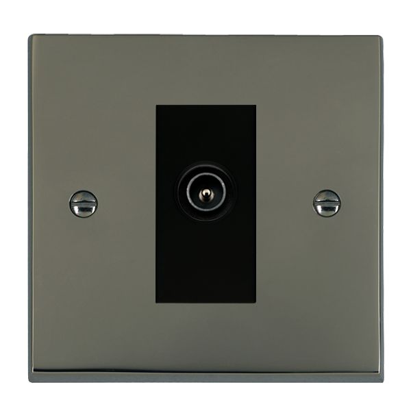 Cheriton Victorian Black Nickel 1 gang Non-Isolated TV (Male) (DAB Compatible) Black