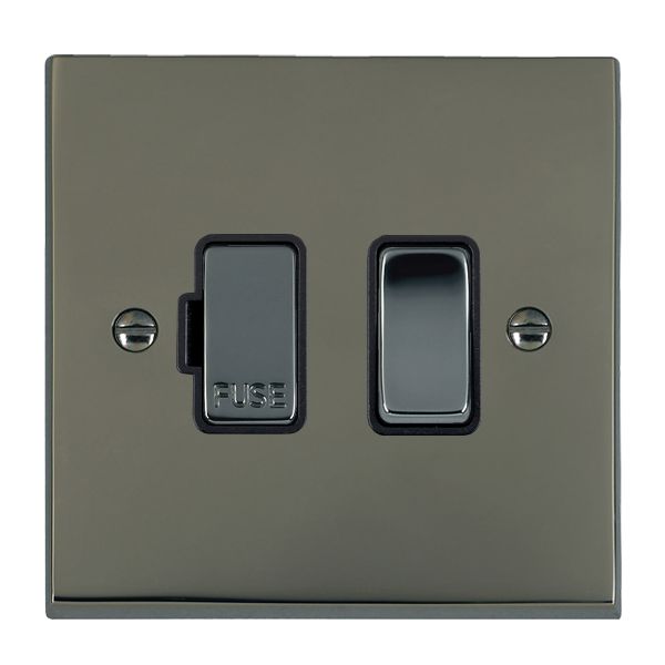 Cheriton Victorian Black Nickel 1 gang 13A Double Pole Fused Spur Black Nickel/Black