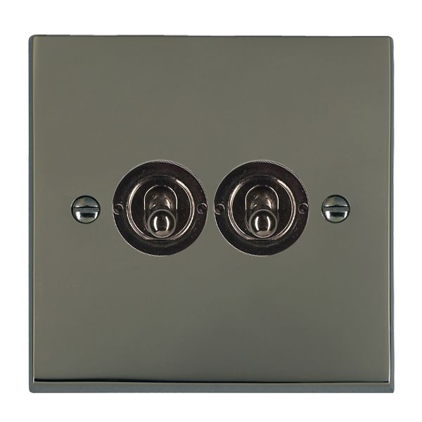 Cheriton Victorian Black Nickel 2 gang 20AX 2 Way Toggle Black Nickel