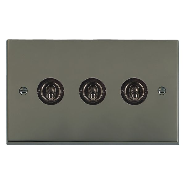 Cheriton Victorian Black Nickel 3 gang 20AX 2 Way Toggle Black Nickel