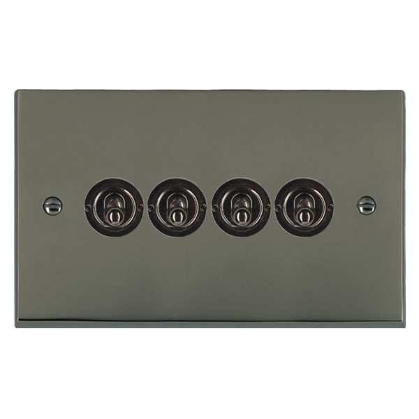 Cheriton Victorian Black Nickel 4 gang 20AX 2 Way Toggle Black Nickel