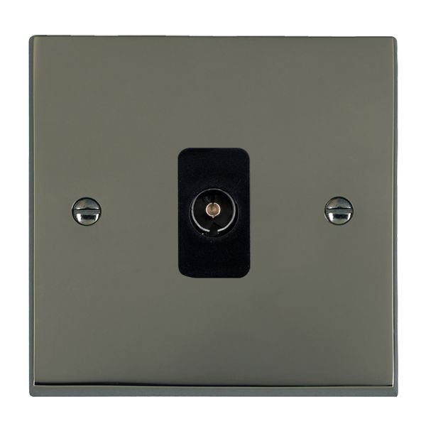 Cheriton Victorian Black Nickel 1 gang Isolated TV 1in/1out Black