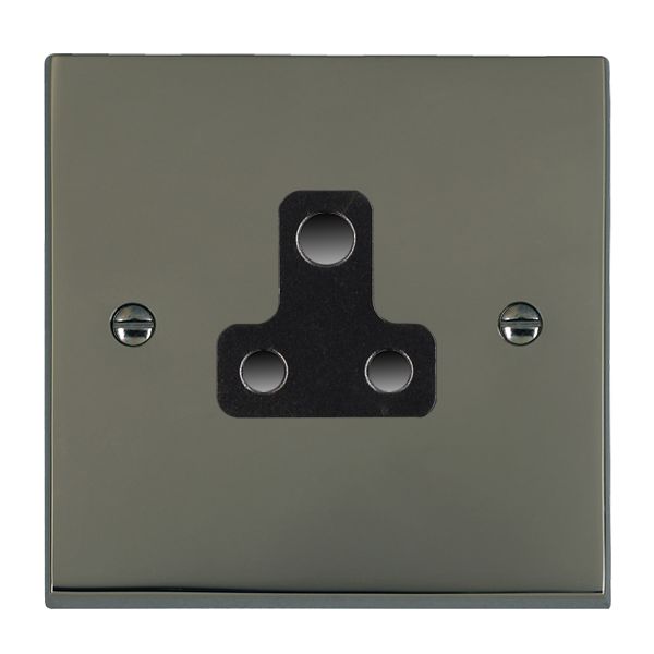 Cheriton Victorian Black Nickel 1 gang 5A Unswitched Socket Black