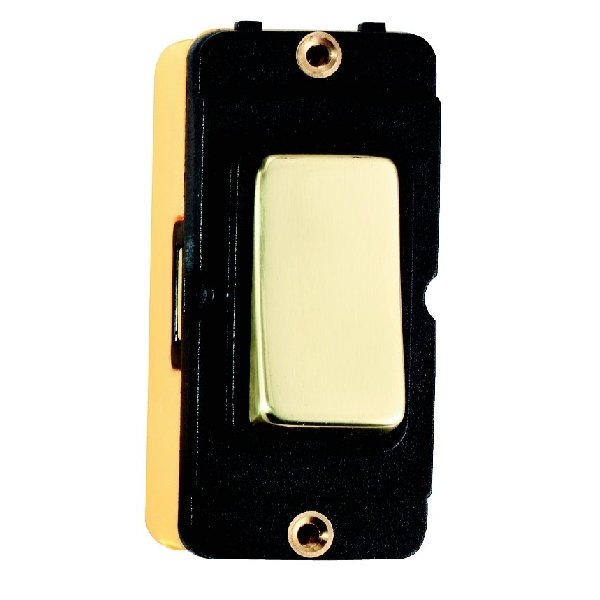 Grid-IT 20AX Double Pole Rocker Module Polished Brass/Black
