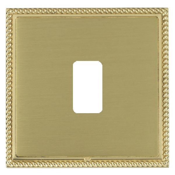 Linea-Georgian CFX Grid-IT Polished Brass Frame/Satin Brass Front 1 Gang Grid Fix Aperture Plate with Grid