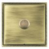 Linea-Georgian CFX Antique Brass Frame/Antique Brass Front 1 gang 100W LED 2 Way Push On/Off Rotary Dimmer Antique Brass