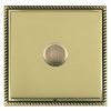 Linea-Georgian CFX Antique Brass Frame/Polished Brass Front 1 gang 100W LED 2 Way Push On/Off Rotary Dimmer Antique Brass