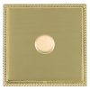 Linea-Georgian CFX Polished Brass Frame/Satin Brass Front 1 gang 100W LED 2 Way Push On/Off Rotary Dimmer Polished Brass
