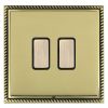 Linea-Georgian CFX Antique Brass Frame/Polished Brass Front 2x250W/210VA Resistive/Inductive Trailing Edge Touch Master Multi-Way Dimmers Antique Brass/Black