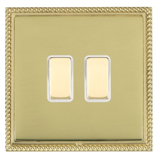 Linea-Georgian CFX Polished Brass Frame/Polished Brass Front 2 gang Multi-Way Touch Slave Controller Polished Brass/White