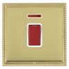 Linea-Georgian CFX Polished Brass Frame/Polished Brass Front 1 gang 45A Double Pole Rocker and Neon Red/White