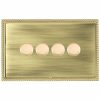 Linea-Georgian CFX Polished Brass Frame/Antique Brass Front 4 gang 100W LED 2 Way Push On/Off Rotary Dimmer Polished Brass