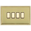 Linea-Georgian CFX Polished Brass Frame/Polished Brass Front 4 gang Multi-Way Touch Slave Controller Polished Brass/Black