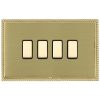 Linea-Georgian CFX Polished Brass Frame/Satin Brass Front 4 gang Multi-Way Touch Slave Controller Polished Brass/Black
