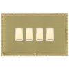 Linea-Georgian CFX Polished Brass Frame/Satin Brass Front 4 gang Multi-Way Touch Slave Controller Polished Brass/White