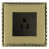 Linea-Georgian CFX Antique Brass Frame/Satin Brass Front 1 gang 15A 110V AC American Unswitched Socket Black